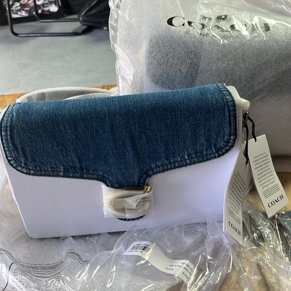 Coach Denim and Gold Chain Shoulder Bag - Picture 7 of 9